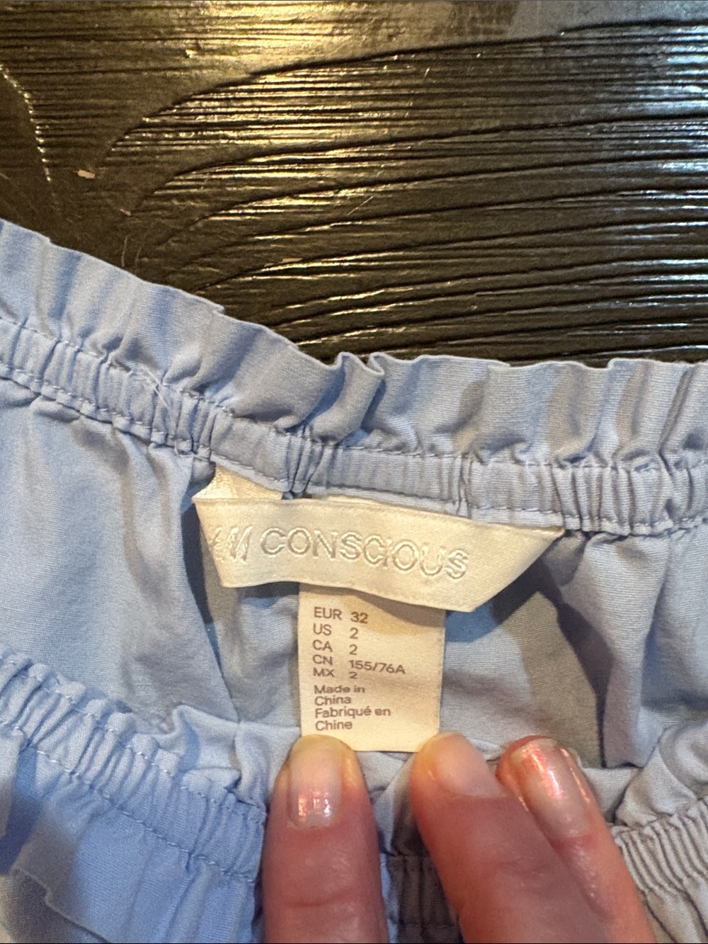 H&M Light Blue Puff Sleeve Smocked Neck Top - Picture 2 of 4